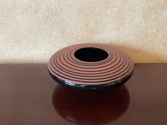 Porcelain Bowl, Dark Brown Gloss Glaze With Swirled Matte Finish B84