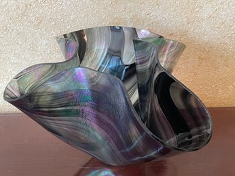 Studio Art Glass Iridescent Handkerchief Bowl B88
