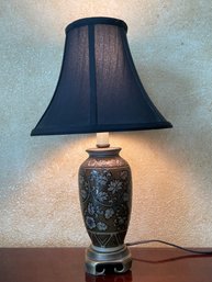 Ceramic Table Lamp W/ Black Silk Shade B94