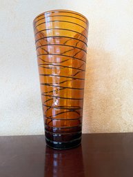 Murano Style Amber/caramel Swirl Hand Blown Glass Vase B100