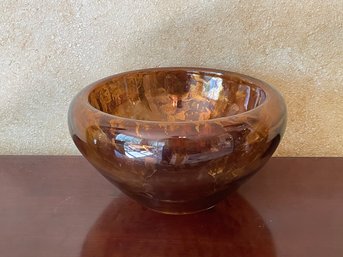 Iridescent Copper & Gold Glass Bowl With Rolled Lip B102