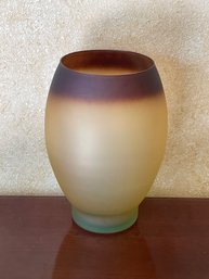 Large Glass Green/gold To Copper To Silver Glaze Ombre Vase B106