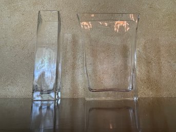 Lot Of 2 Clear Glass Vases B121
