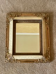 Beveled Edge Wall Mirror W/ Ivory & Gold Wood Frame B136