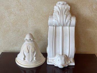 Lot Of 2 White Plaster Corbel Wall Decorations A37