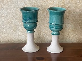Pair Of Studio Pottery Goblets F55