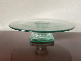 Vintage Glass Cake Stand W/ Square Base K4