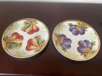 Pair Of Antique Hand Painted Limoges 'fruit' Plates K11