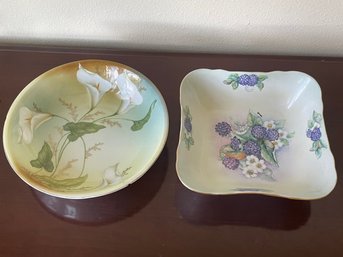 2 Antique Hand Painted China Bowls K24