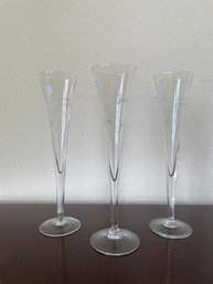 Set Of 3 Vintage Perrier Jouet Champagne Flutes K40