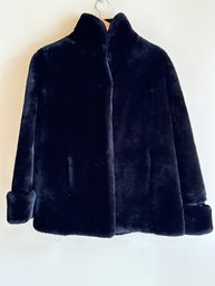 Heavy Black Fur Jacket With Cuffed Sleeves And Shawl Collar C4 C5