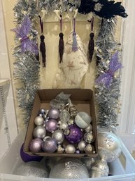 Lot Of Silver & Purple Ornaments H5