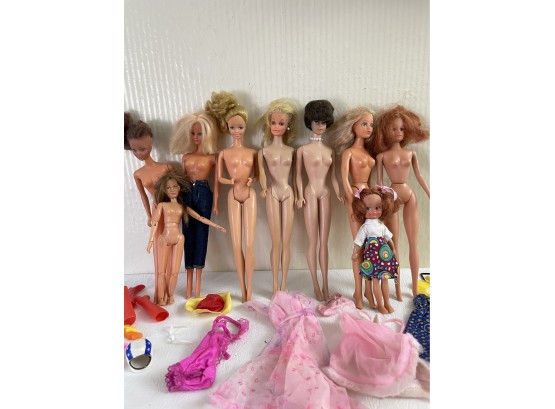 Lot Of Vintage Barbie & Fashion Dolls With Clothing & Accessories