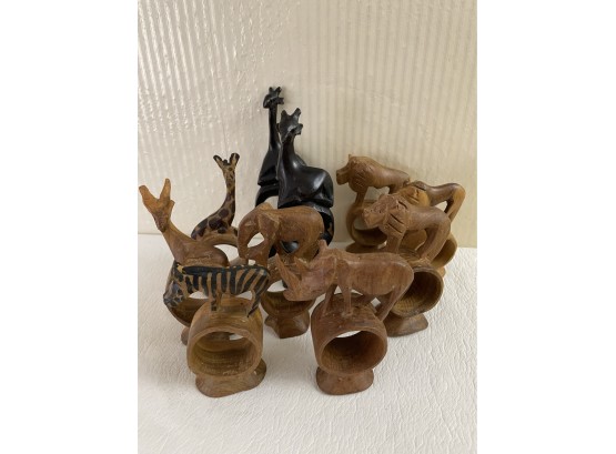 Lot Of 10 Hand Carved African Napkin Rings