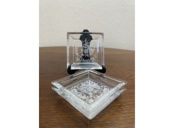 Set Of 3 Pressed Glass Trays