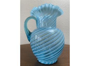 Antique Fenton Blue Swirl Pitcher