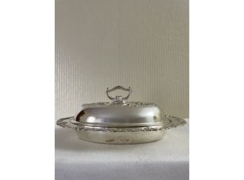 Antique Silver Plate Divided Dish With Cover