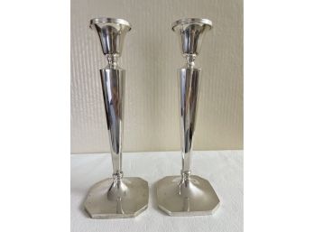 Pair Of Cartier Sterling Silver Candle Sticks