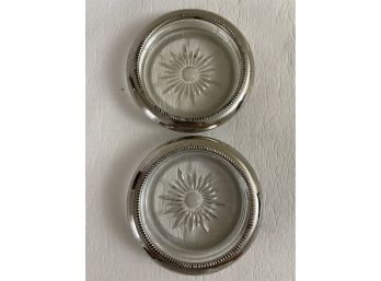 Pressed Glass & Sterling Silver Coasters