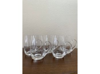 Set Of Vintage Etched Glass Beer Glasses