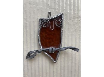 Vintage Owl Leaded Glass Sun Catcher