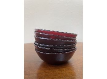 Set Of Vintage Red Berry Bowls