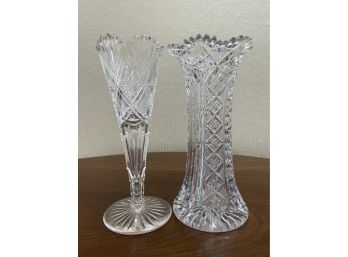 2 Antique Cut Crystal Vases