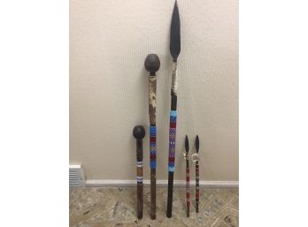 Lot Of 5 Hand Crafted Zulu Weapons