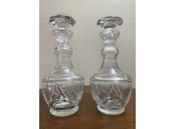 Pair Of Pressed Glass Decanters