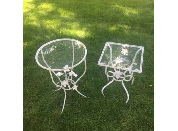 Lot Of 2 Vintage Wrought Iron Patio Tables