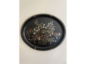 Vintage Tole Painted Oval Tray