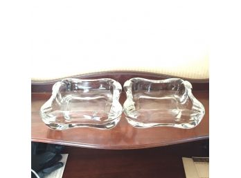 Pair Of Vintage Glass Ash Trays