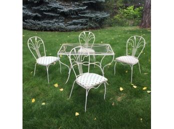 Vintage Wrought Iron Patio Table & Chairs