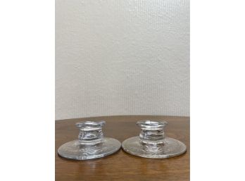 Antique/vintage Etched Glass Candle Holders