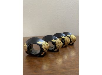 Set Of Black Lacquer Napkin Rings