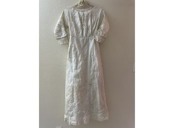 Antique Edwardian/victorian Embroidered Cotton Dress