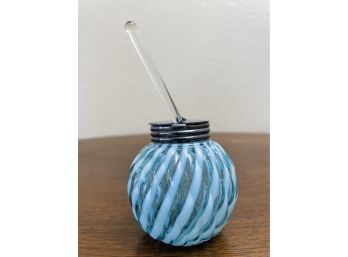 Antique Fenton Blue Optic Swirl Jam Jar