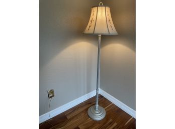 Cast Metal Floor Lamp With Silk Shade