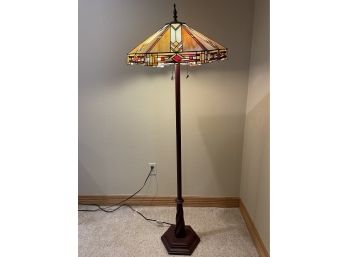 Floor Lamp With Leaded Glass Shade