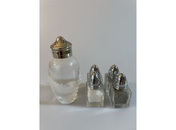 Lenox Crystal Salt Shaker & 4 Individual Salt & Pepper Shakers