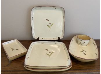 Lot Of Crate & Barrel Stoneware Serving Pieces