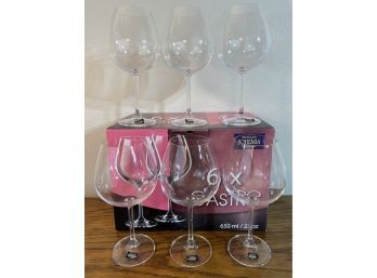 Set Of 6 Crystal Red Wine Glasses