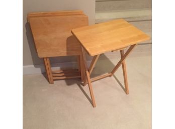 Set Of 4 Hardwood Tray Tables