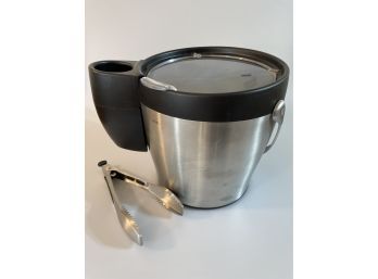 Brushed Steel Ice Bucket With Tongs