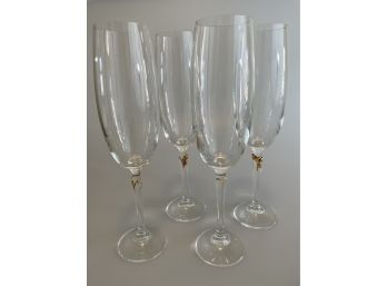 Set Of 4 Crystal Champagne Glasses