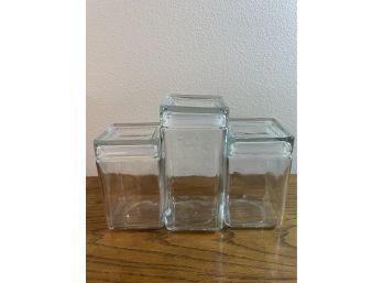 Lot Of 3 Square Glass Cannisters