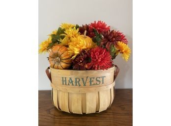 'Harvest' Fruit Basket With Floral Arrangement