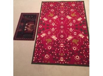 Lot Of 2 Christmas  Rugs