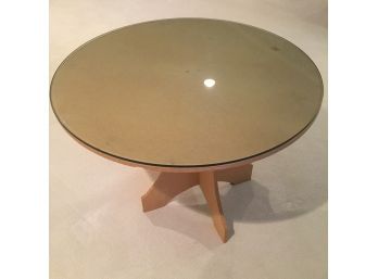 Round Particle Board Table With Glass Top