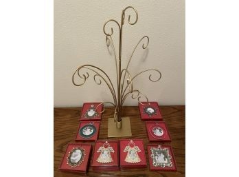 Gold  Holder With Lot Of Miniature Picture Frame Ornaments